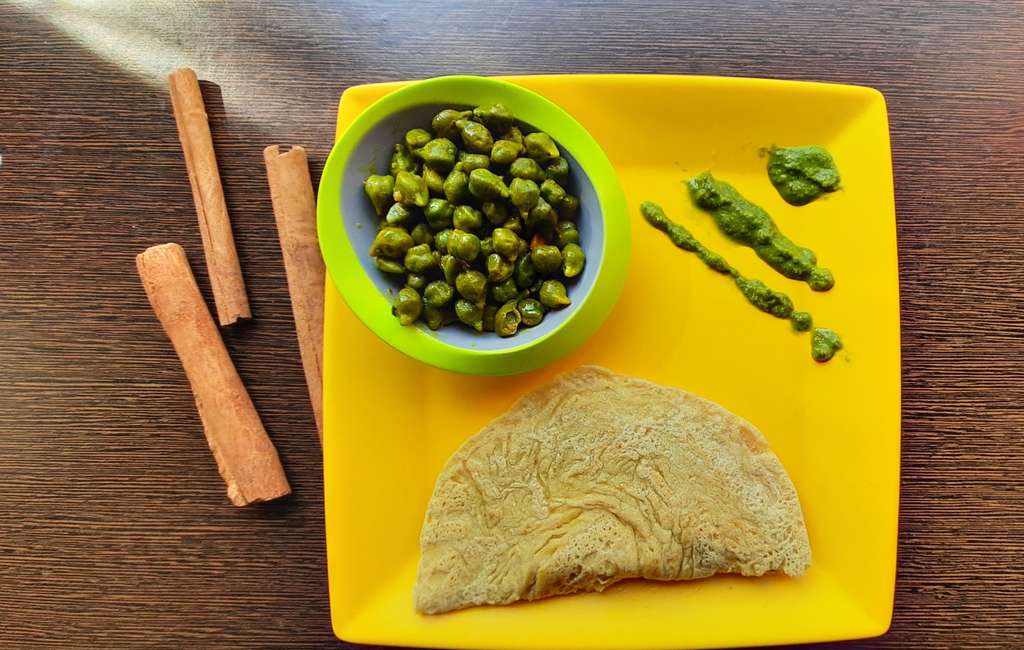 Haraa channa with besan+oats Cheela/puda
