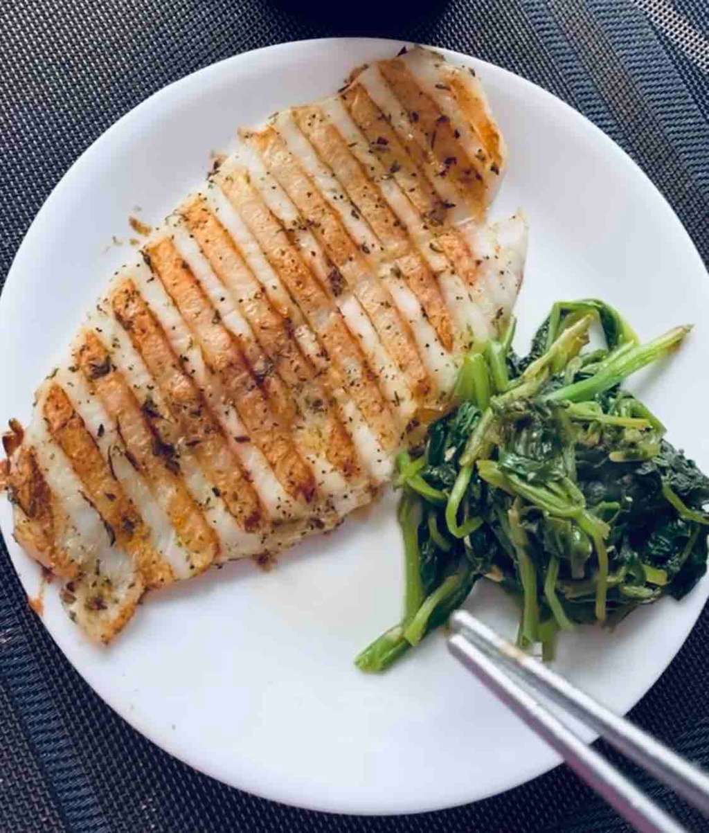 Grilled fish fillet w/ a side of Popeye’s Power 