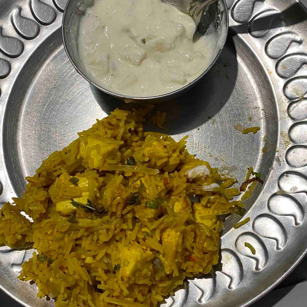 Paneer Biryani with curd