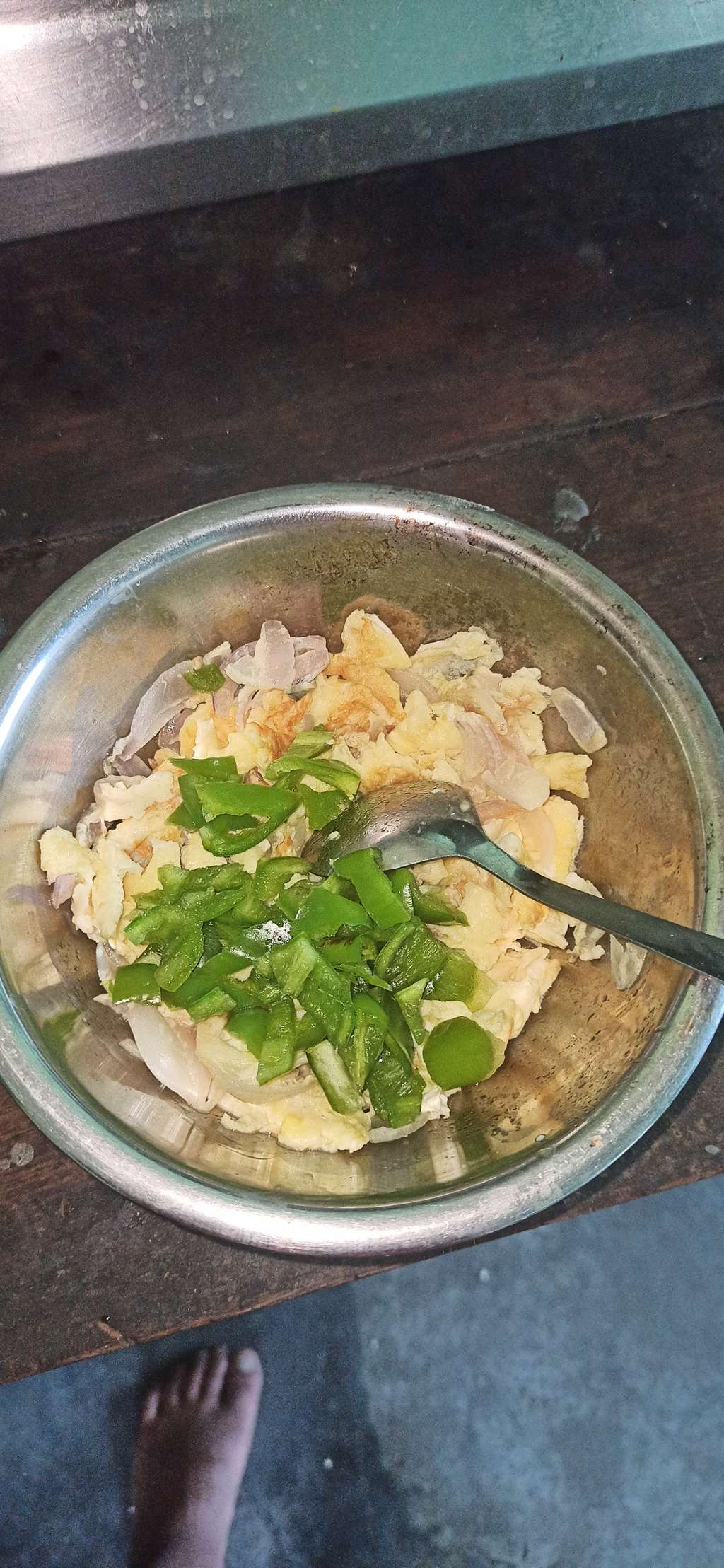 butter egg and bell paper and onion