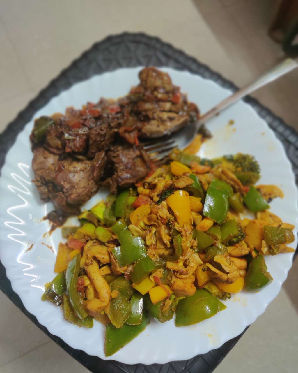 Chicken Liver Fry with Colourful Veggies