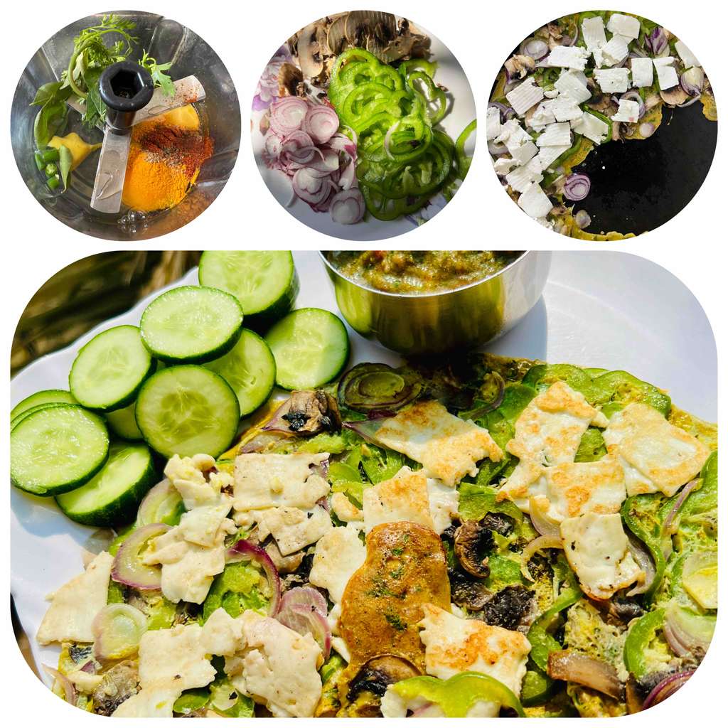 Veggie loaded Paneer Omlet