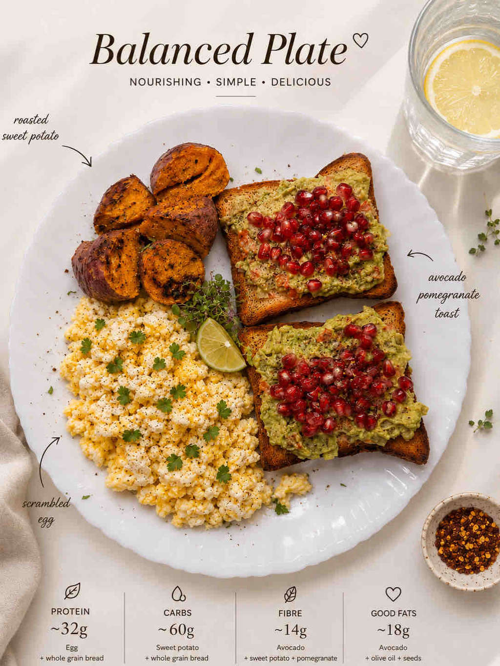 Sweet Potato, Scrambled Egg & Avocado Protein Plate