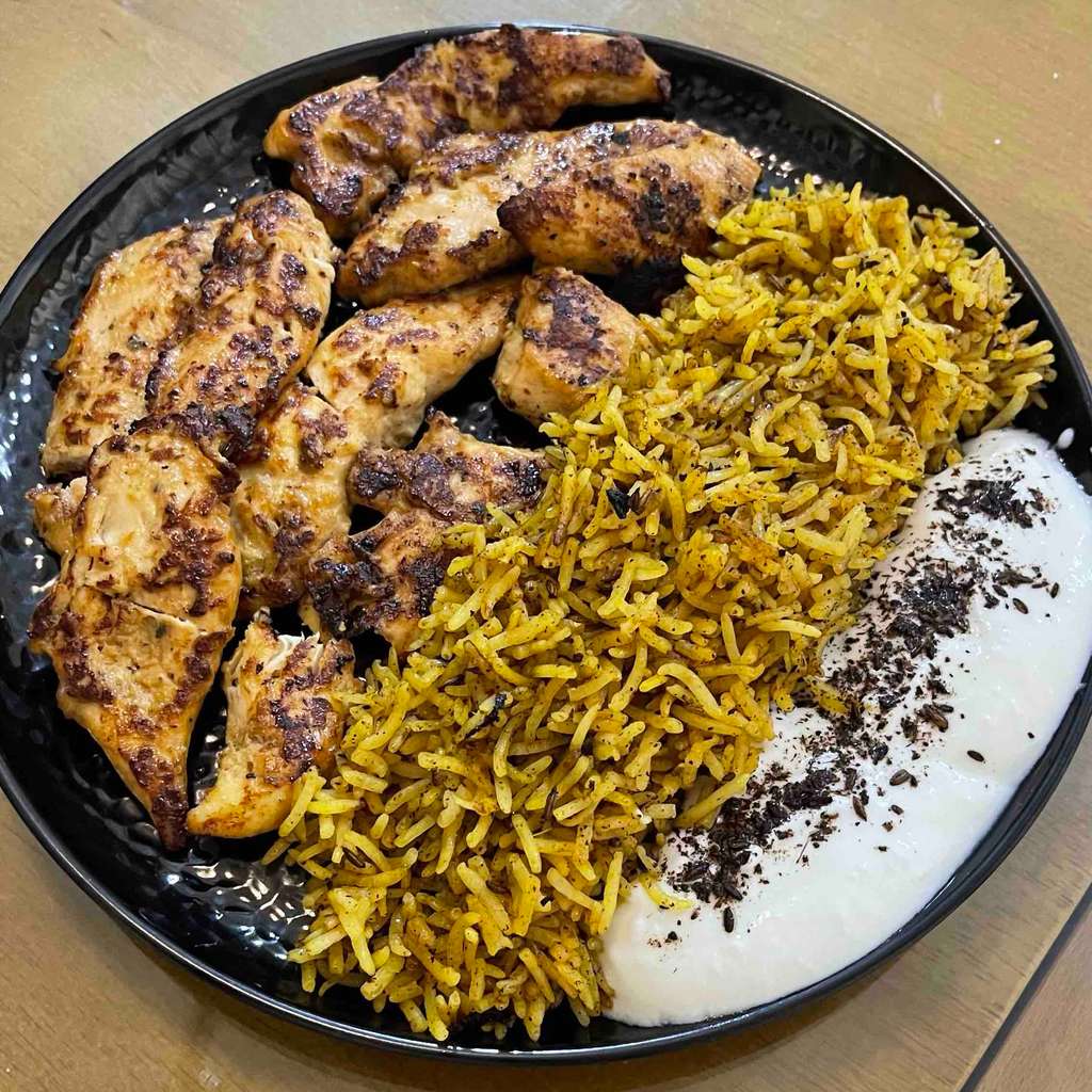 Grilled Garlic Chicken & Pan Fried Rice 