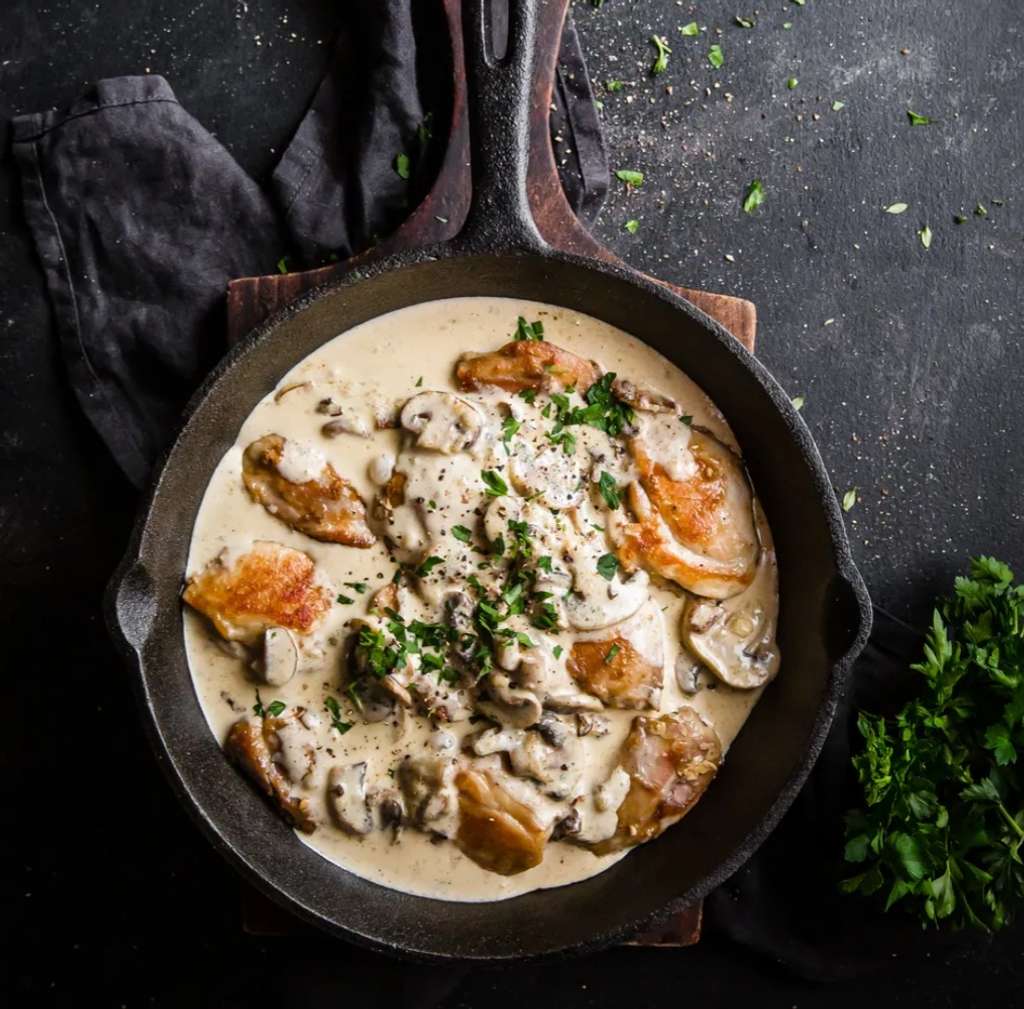Chicken skillet with mushrooms and parmesans 