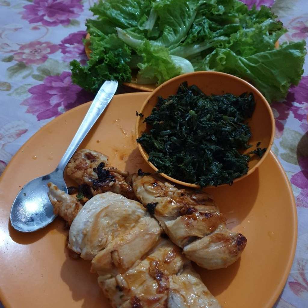 grilled garlic chicken wid salad nd spinach