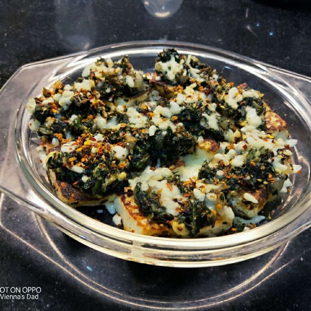 Keto Paneer Crust Spinach Pizza