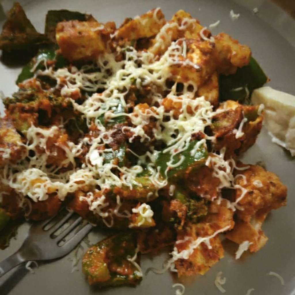 Paneer and Veggies in Pasta sauce