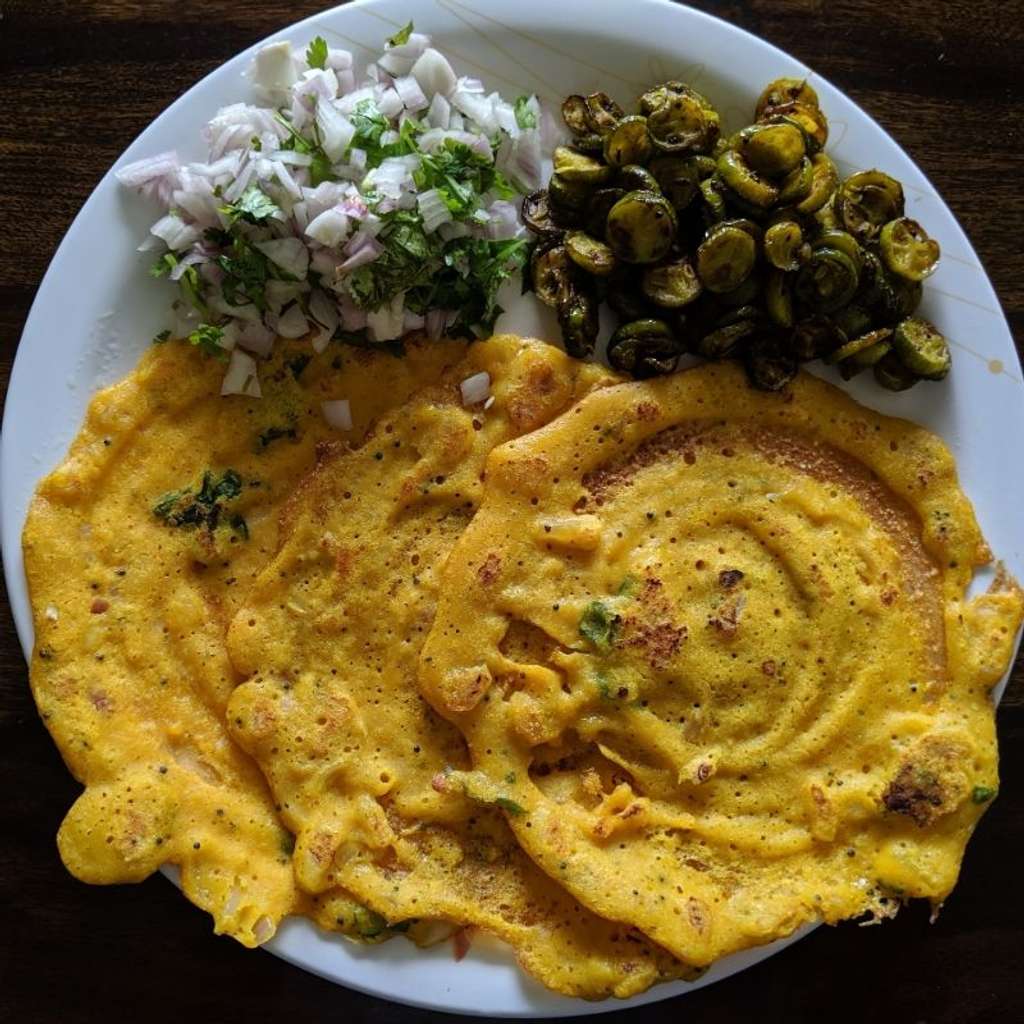 Coccinia fry with tur dal & rice dosa