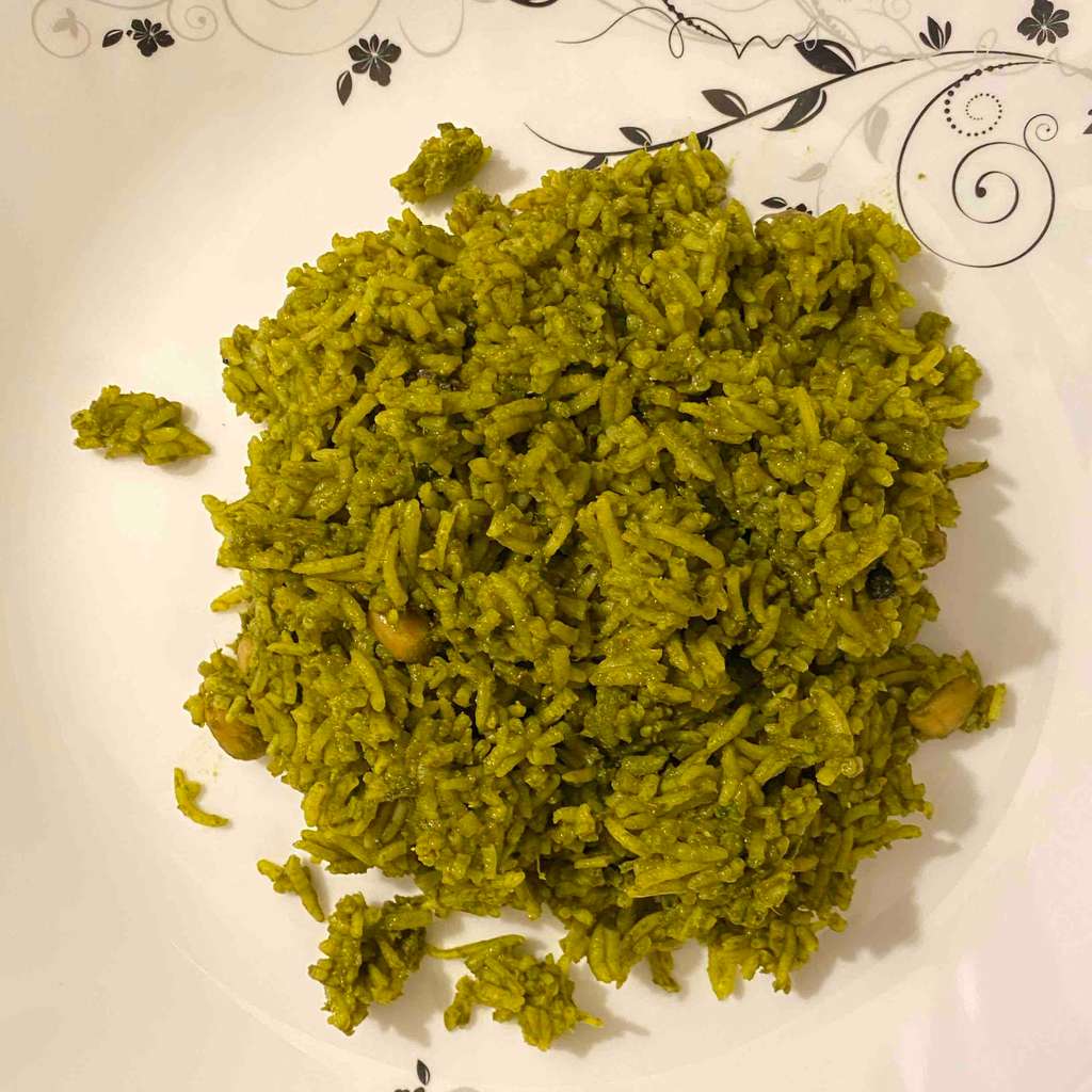 Spinach chickpea pulav