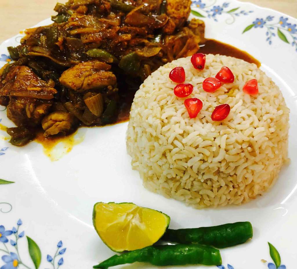 Fish tikka with Brown rice