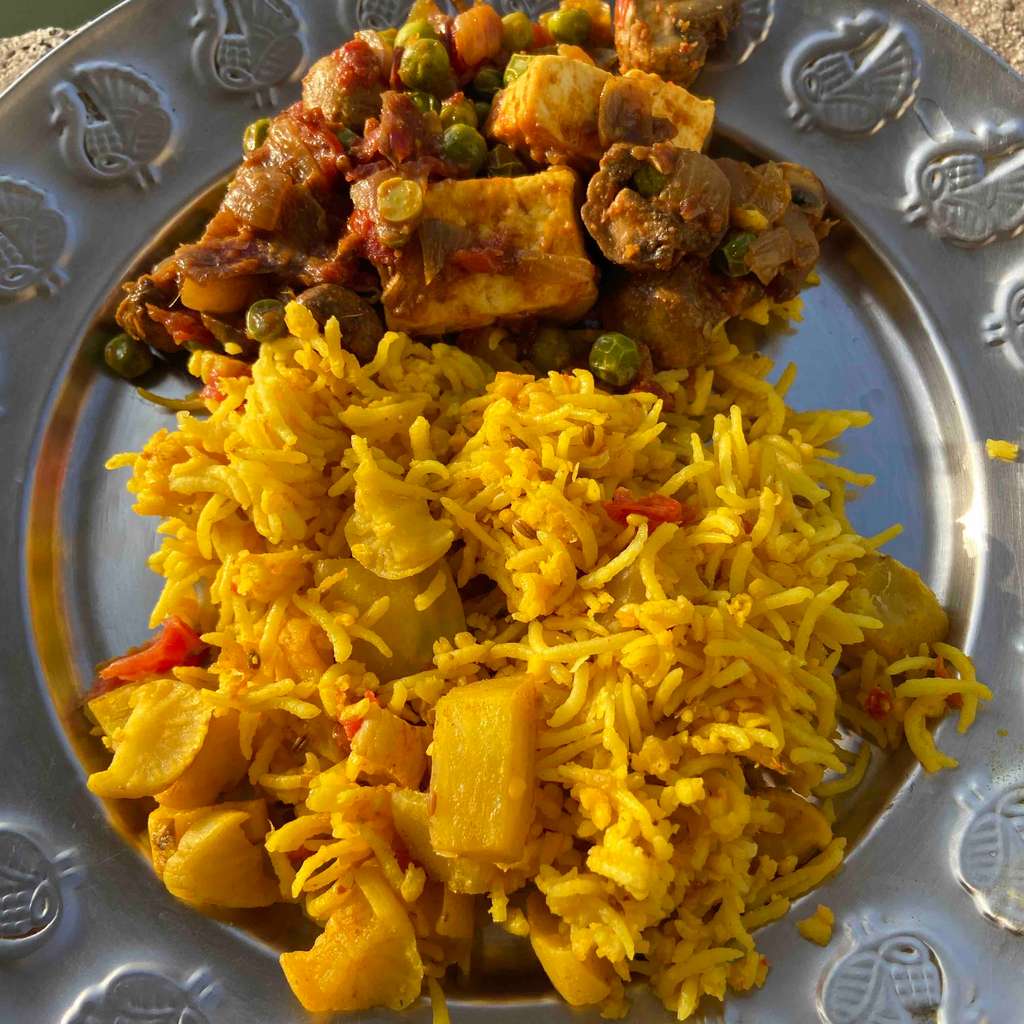 Dal khichadi with white radish or mooli (lentil and rice)