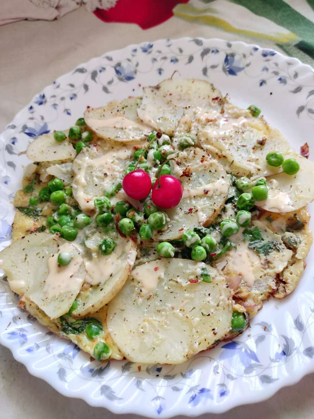 Potato Peas Spinach Egg Frittata