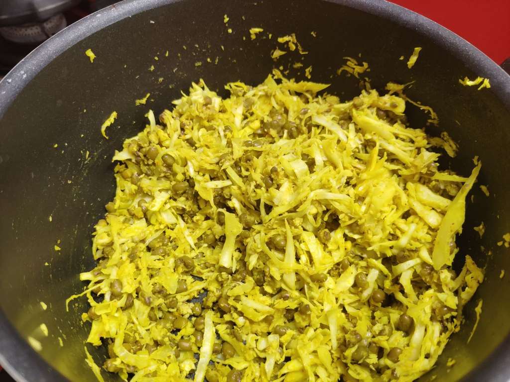 Cabbage and dal thoran