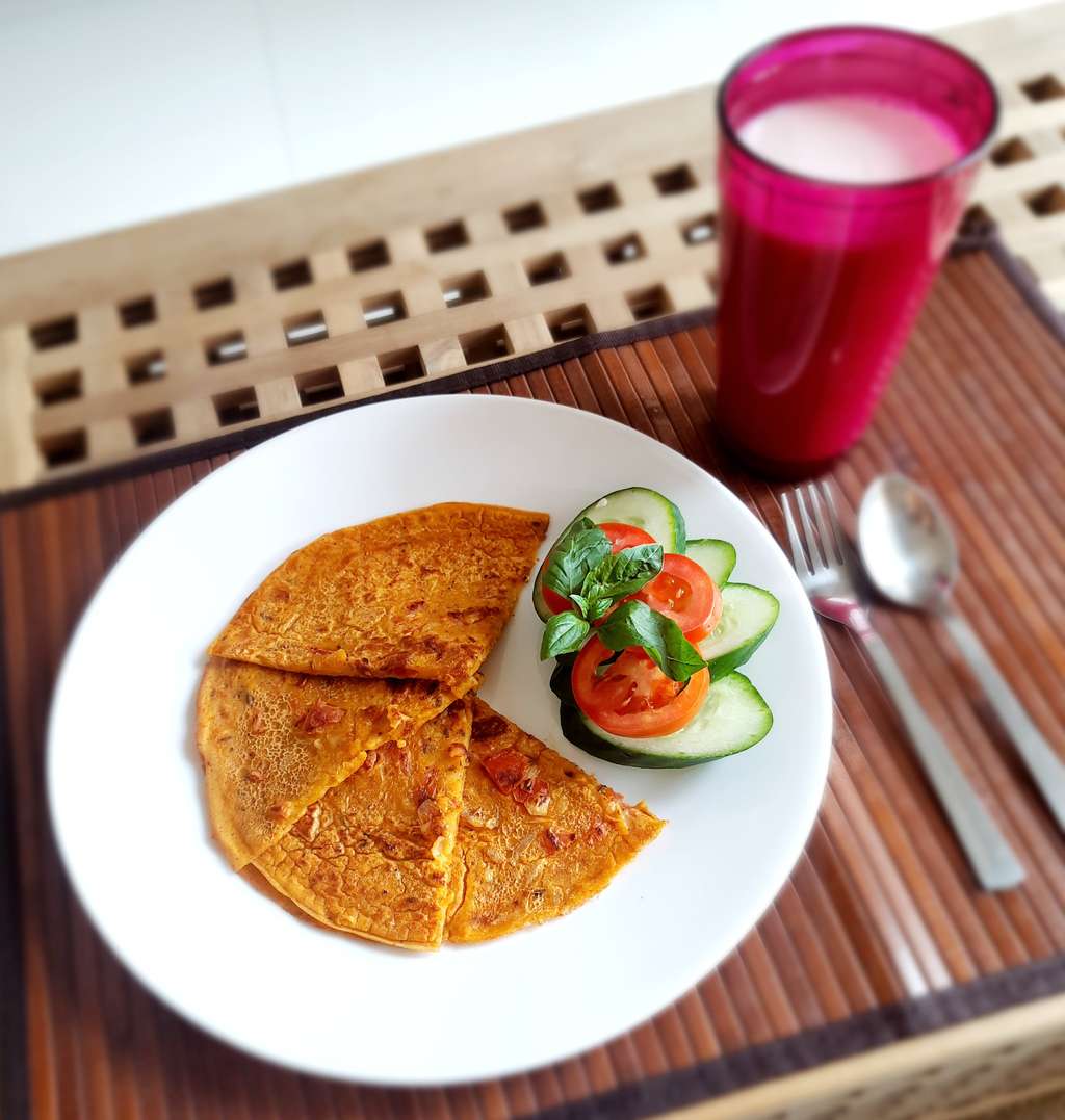 Protein Rich Moong Dal Chilla & Buttermilk