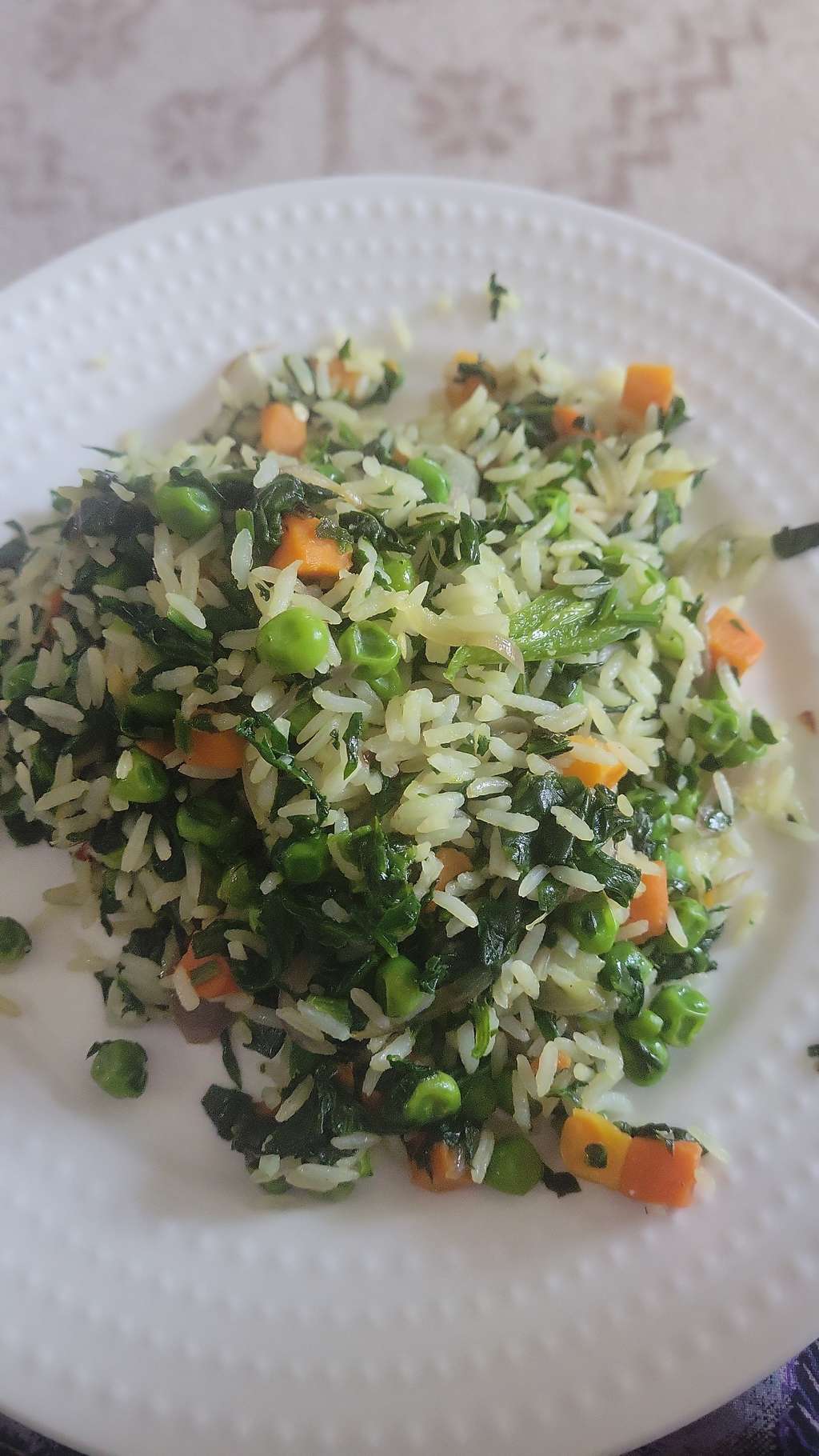 spinach and peas rice