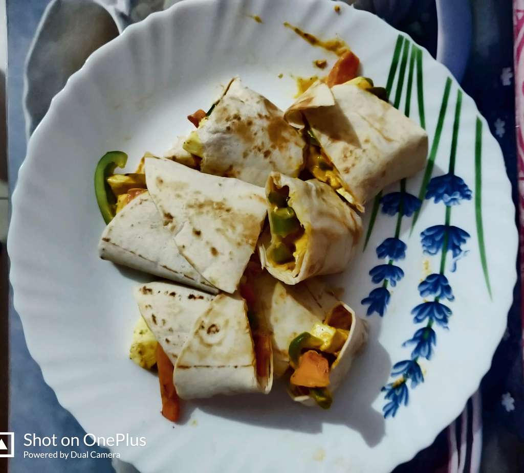 Paneer and cheese Tortilla Wraps