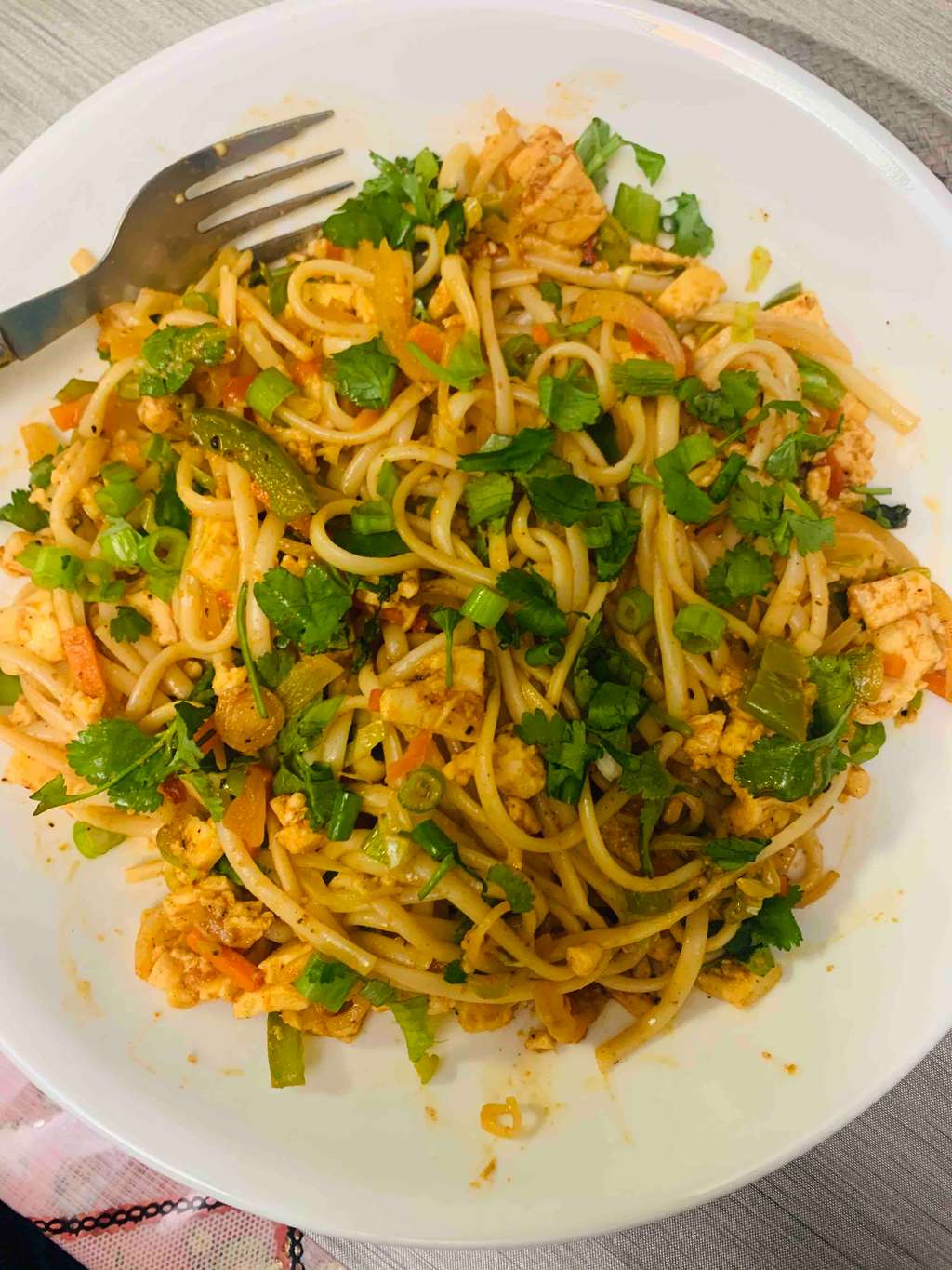 Paneer stir fry linguine
