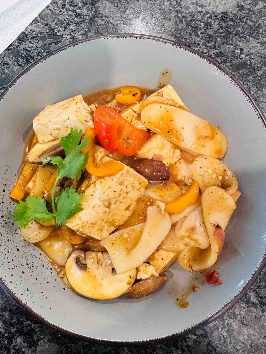 Tofu and Rice noodle stir fry 