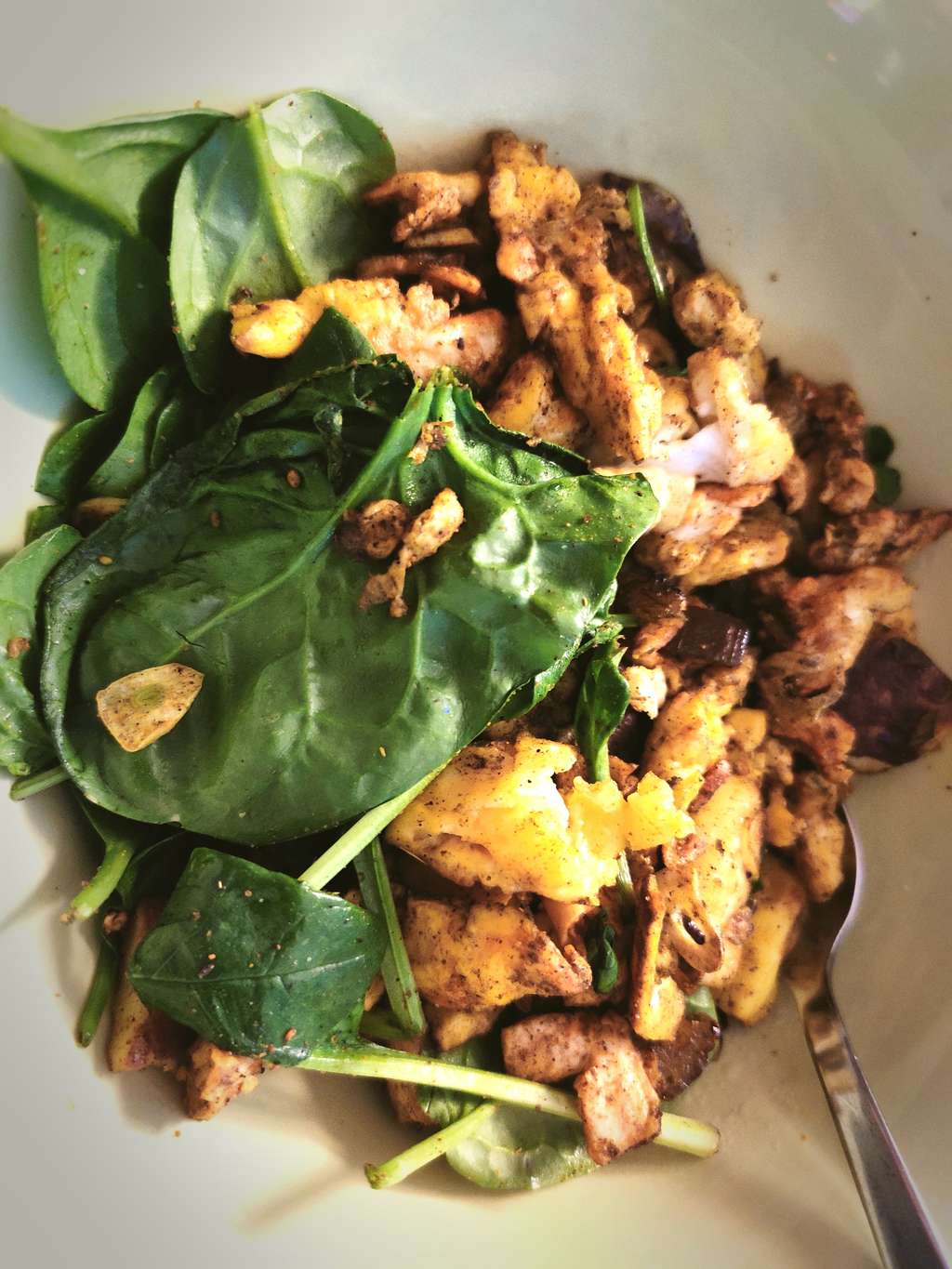 Scrambled egg with Halloumi & Spinach