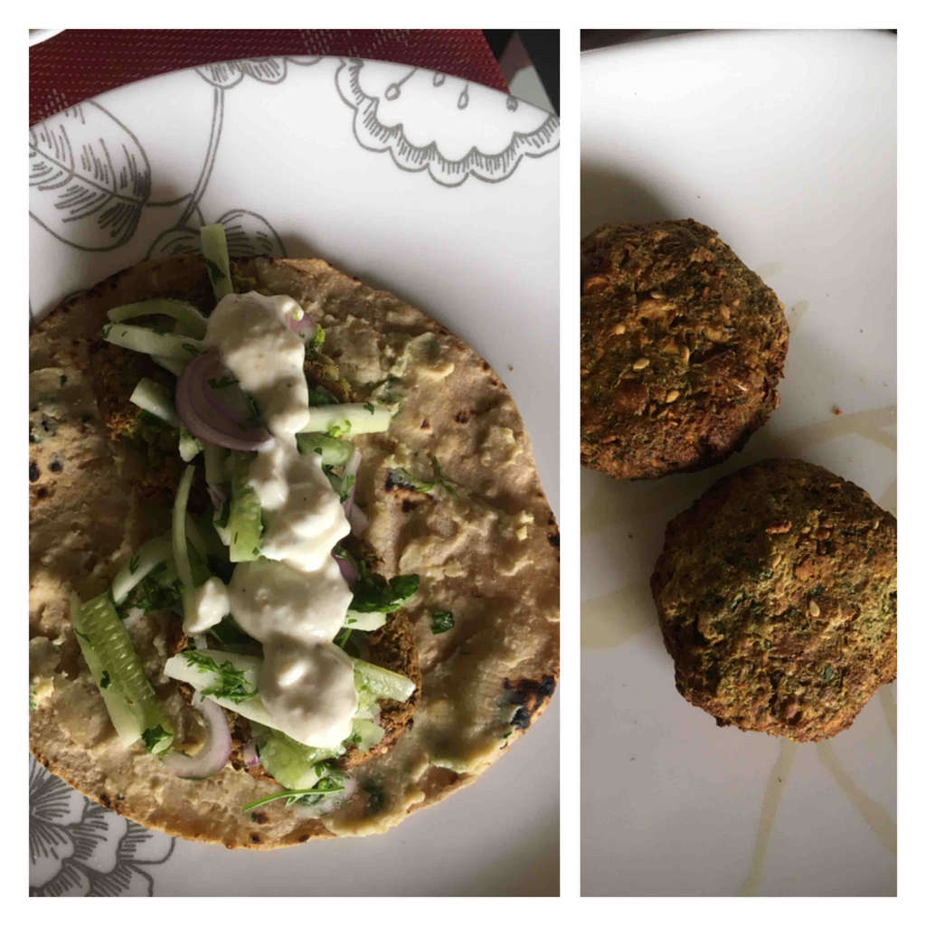 Airfried falafel wrap 