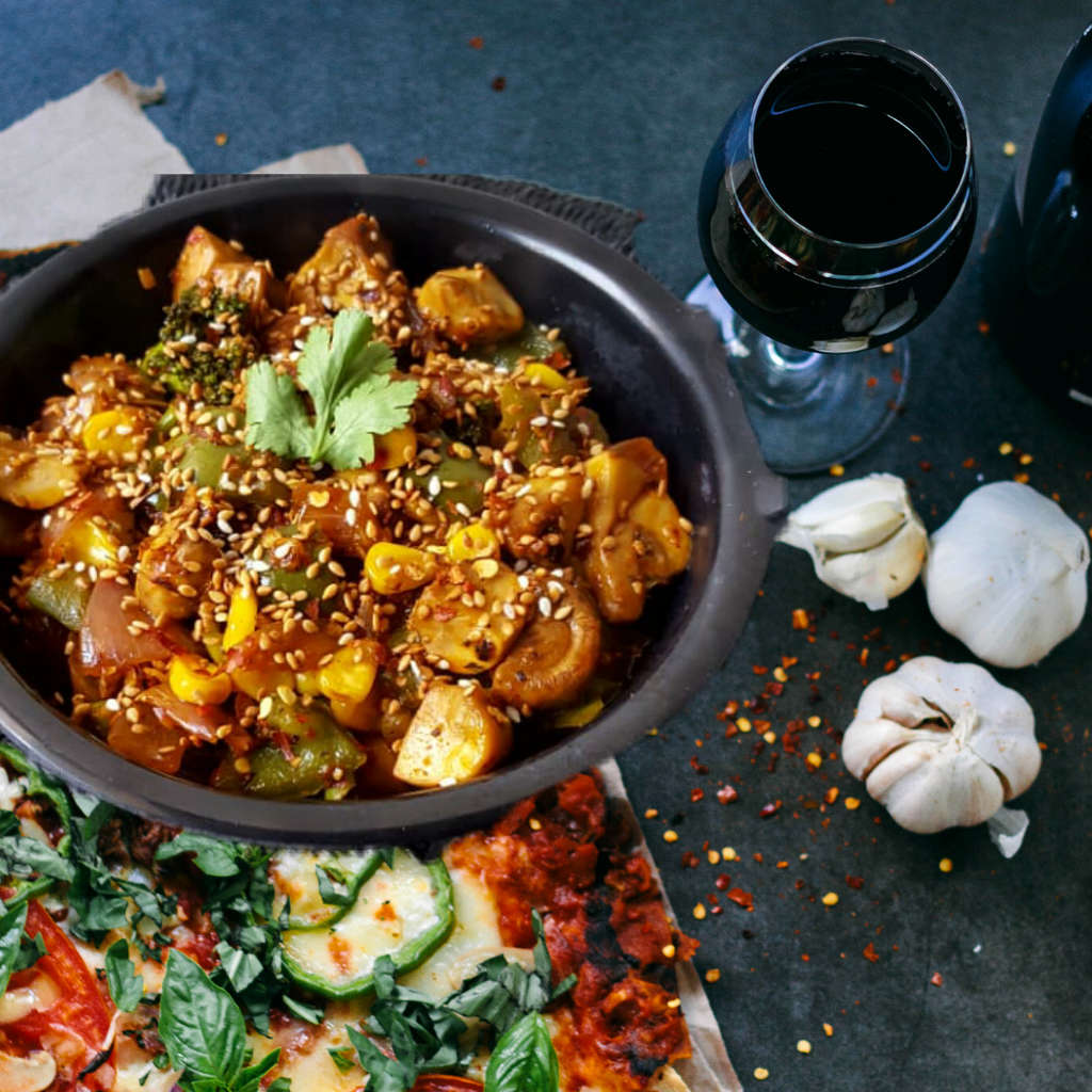 Stir fry mushroom & broccoli in schezwan sauce. 