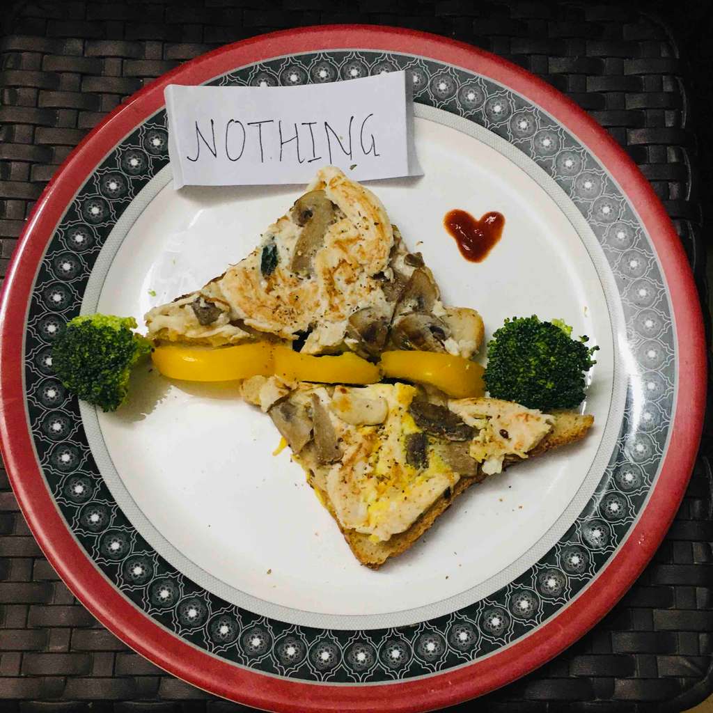 Chicken mushroom egg toast