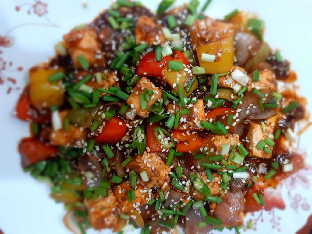 no fried paneer chilli (indo chinese)