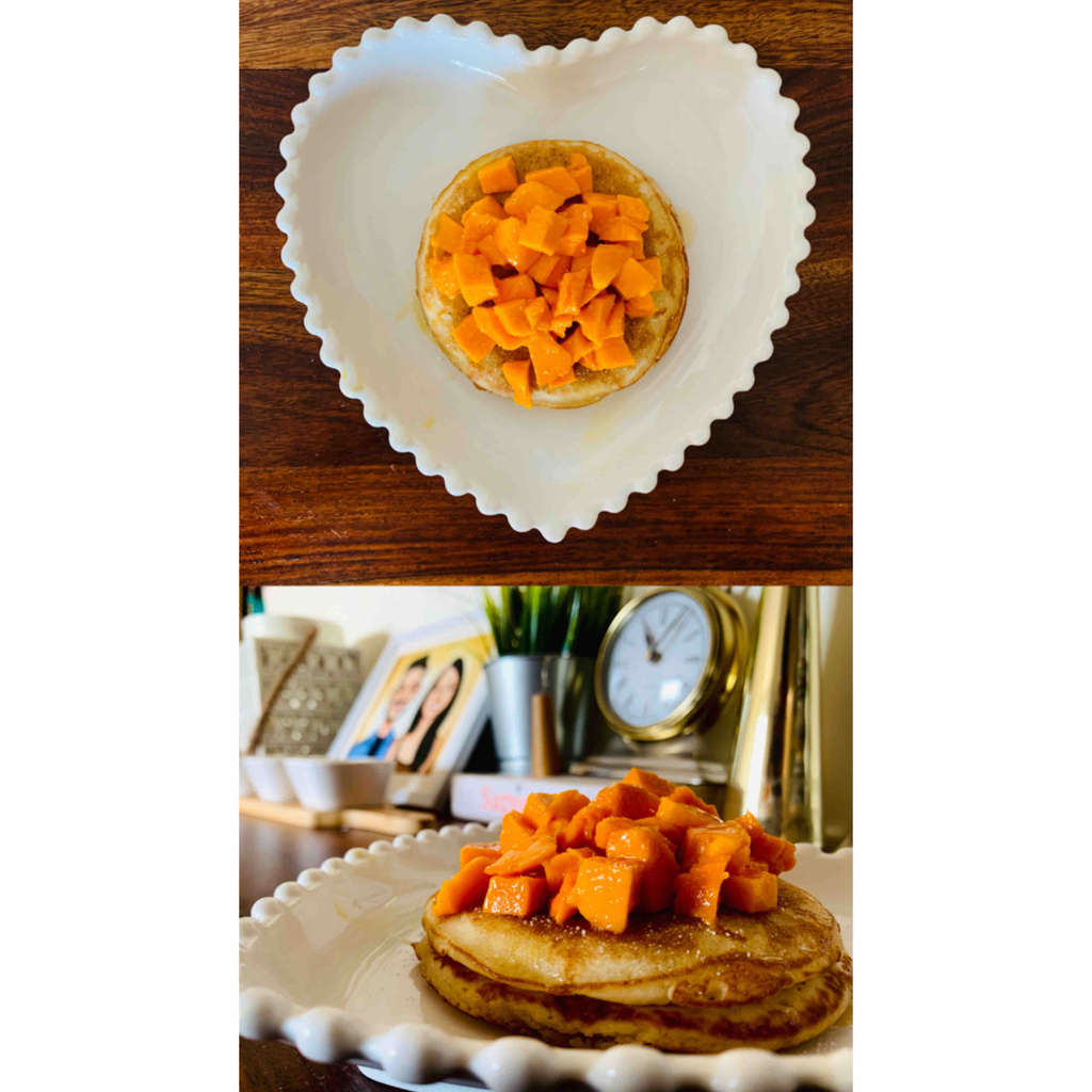Mango whey pancakes