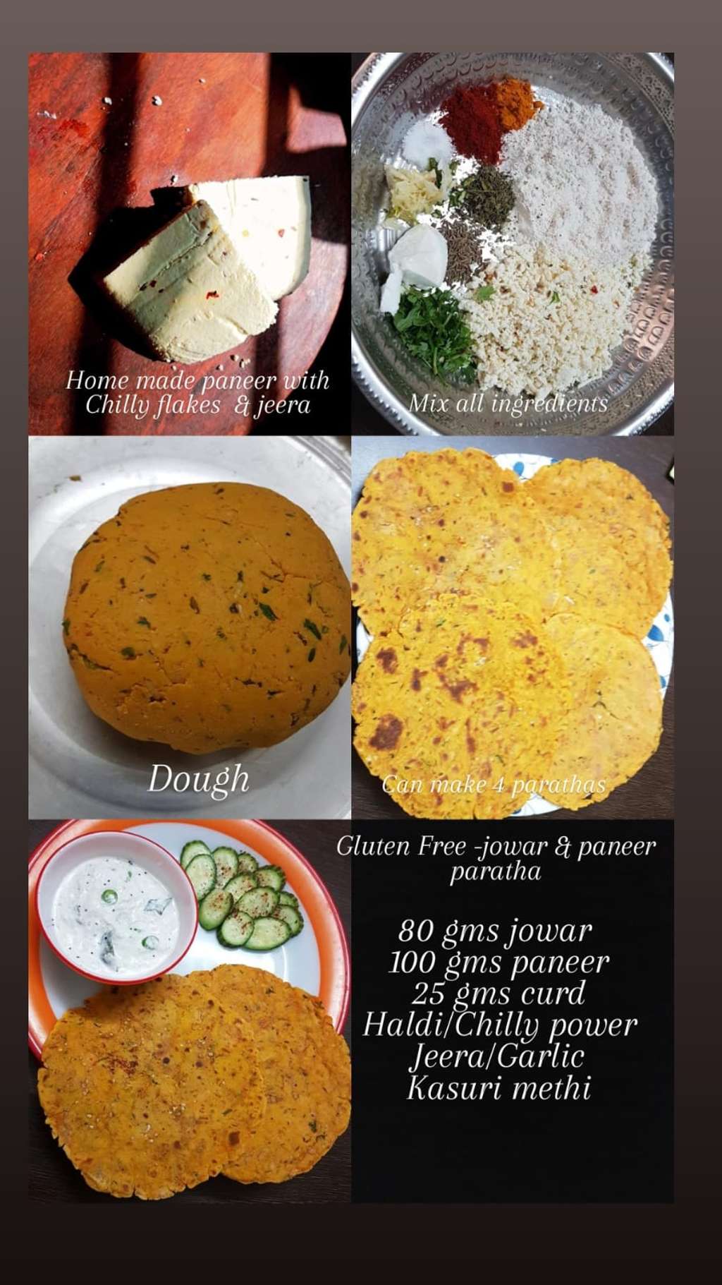 Jowar and paneer paratha /roti