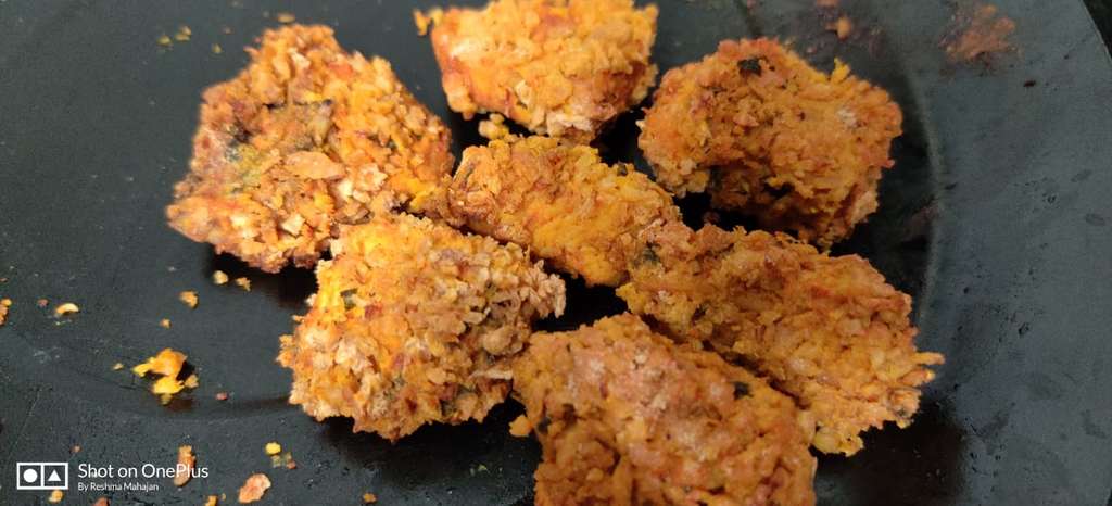 Baked Chicken Popcorn with soya crumbs