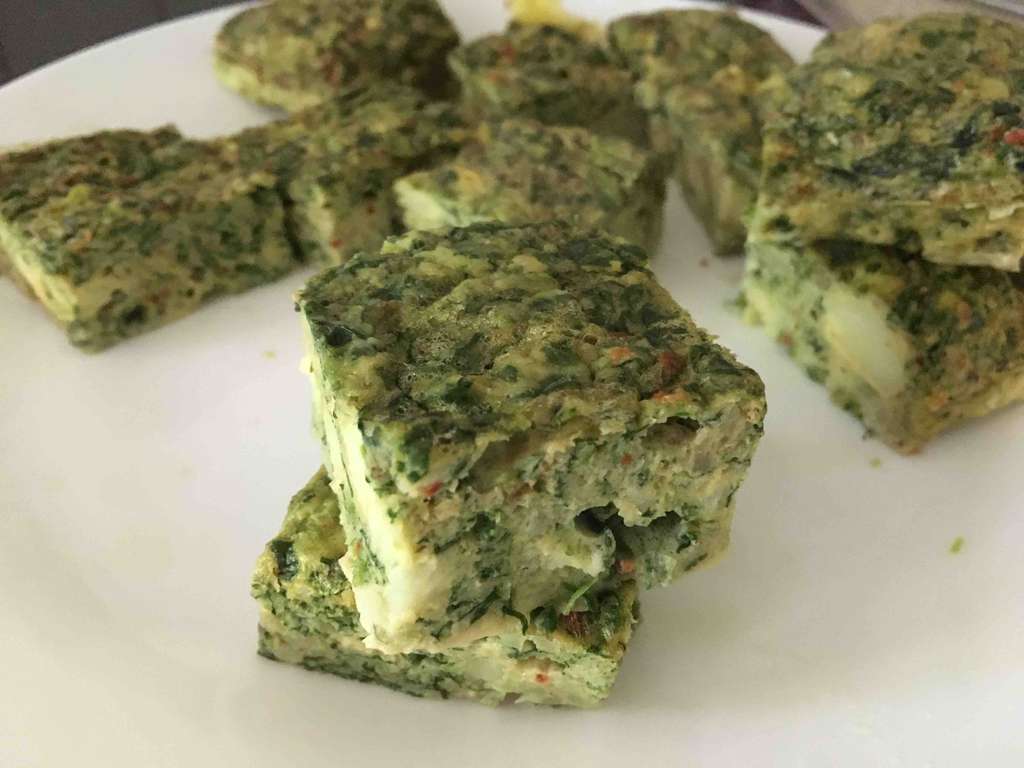 Steamed egg spinach omlette