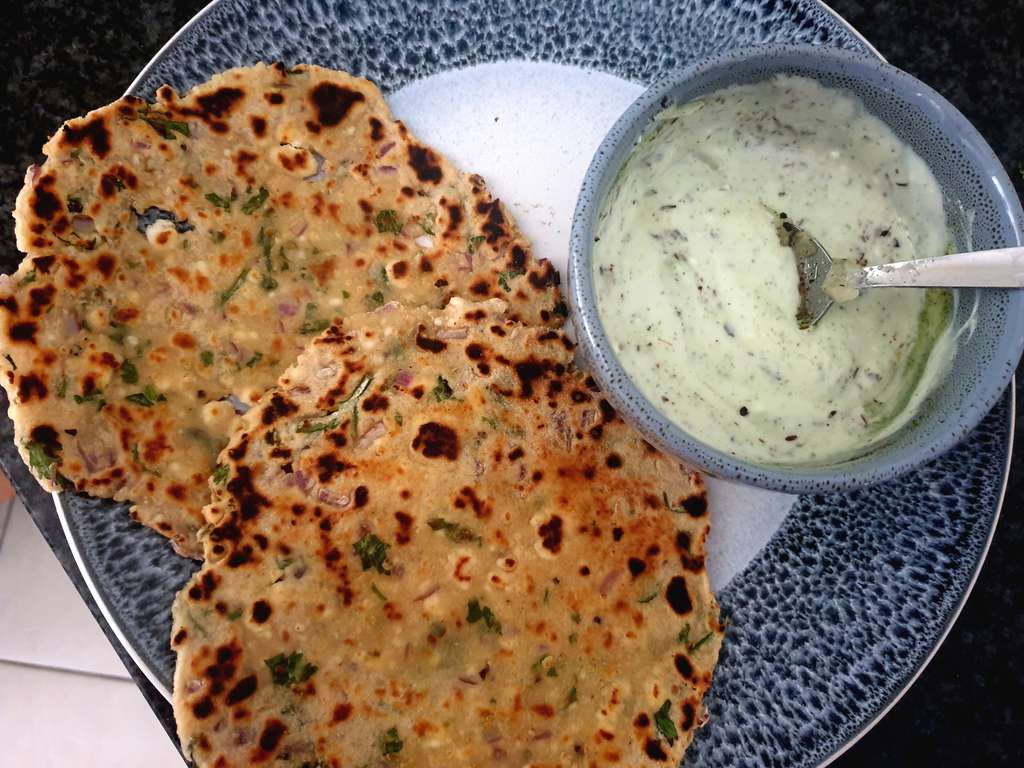 Paneer Roti with Cucumber and Mint Raita