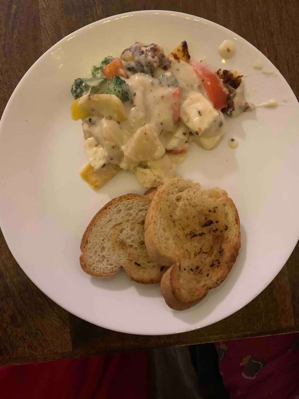 Baked veg and french bread