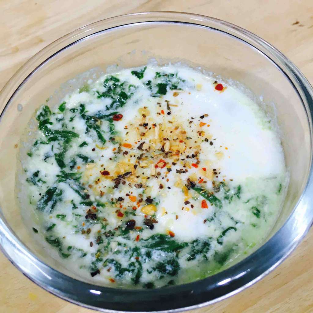 spinach with hung curd dip
