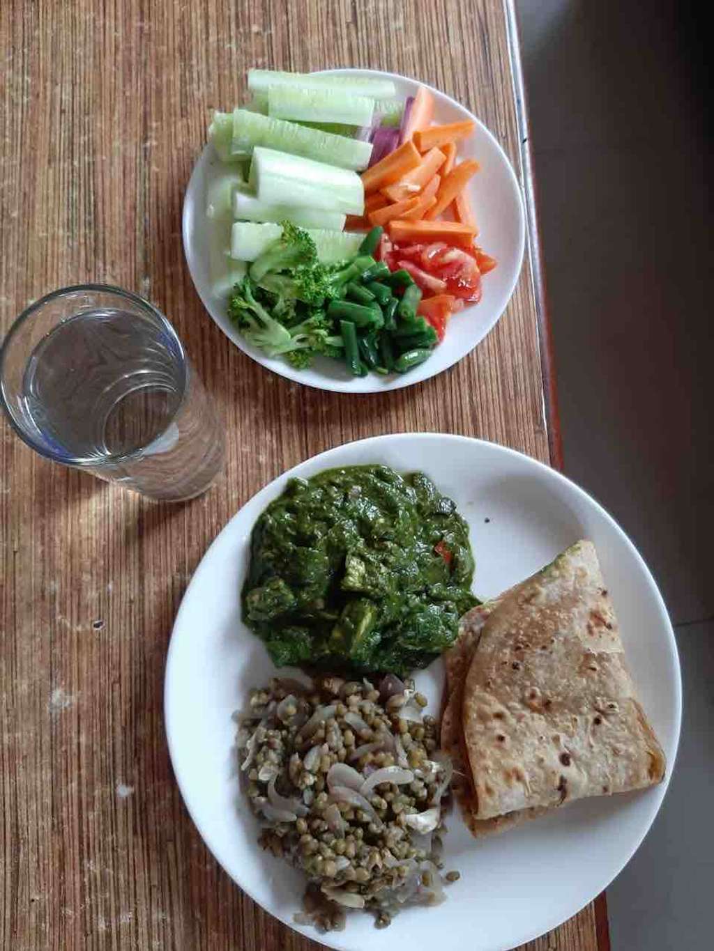 Palak paneer and mung daal
