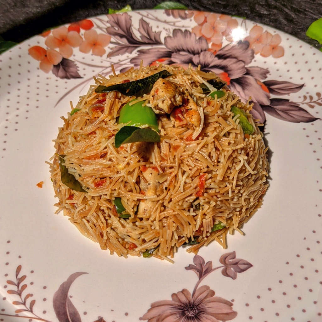 Chicken Vermicelli Stir Fry (Desi) (Quick & High Protein)