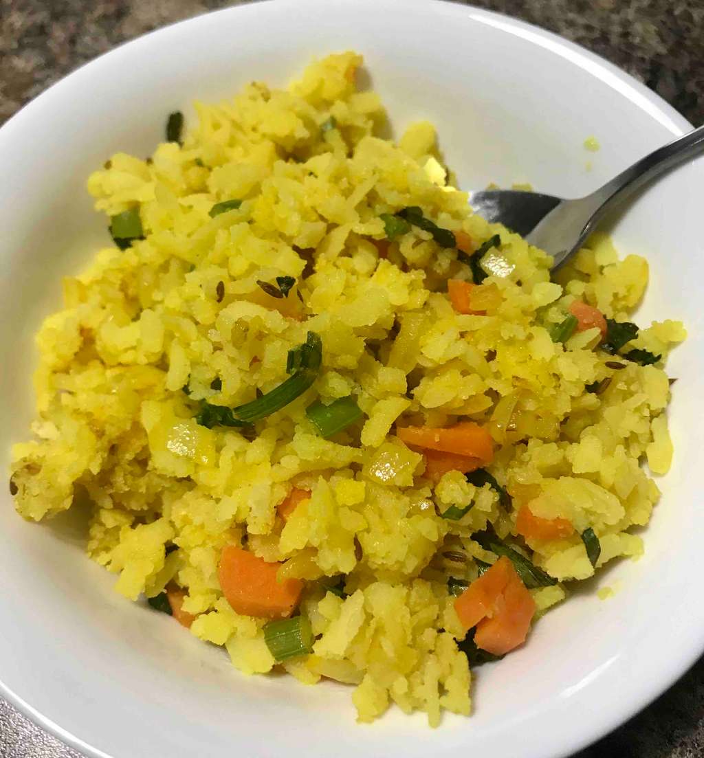 Poha and Root Vegetable Breakfast bowl