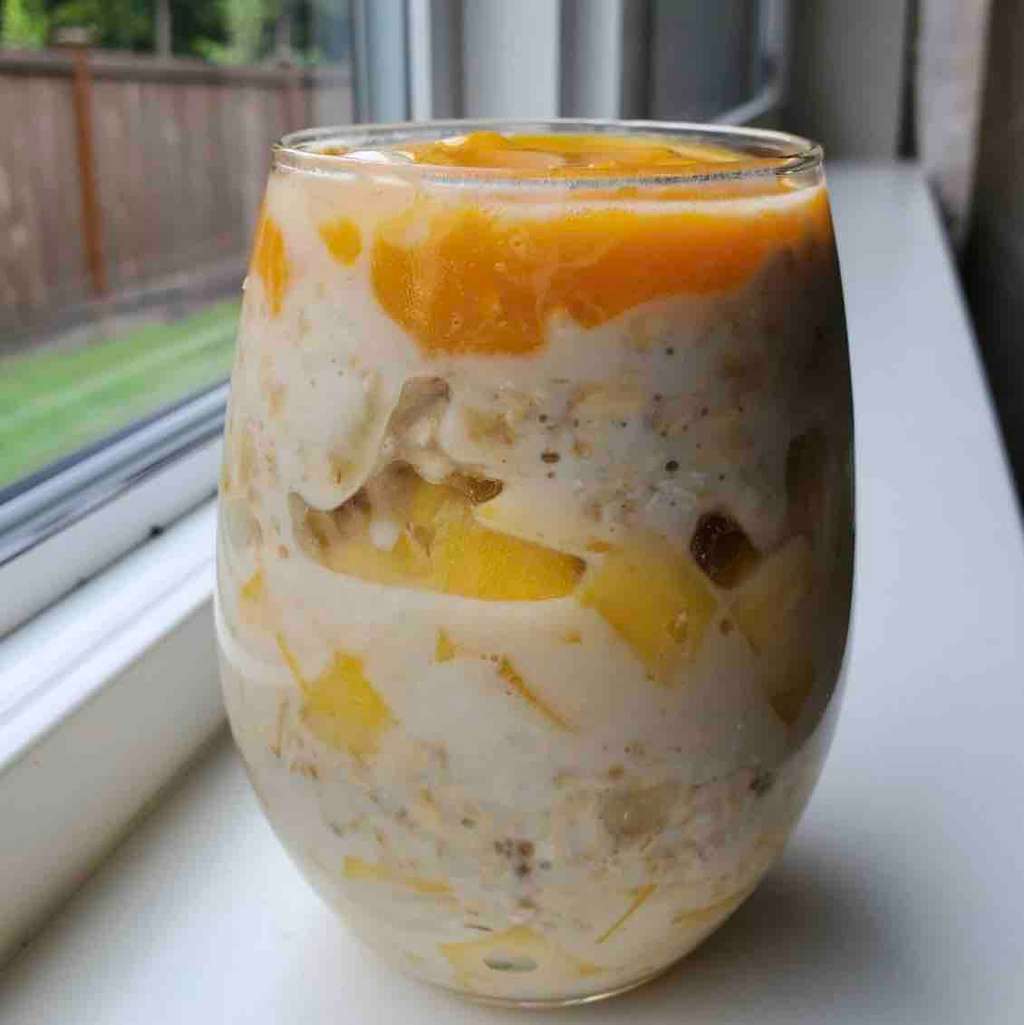 Overnight Oats with Mango Pulp