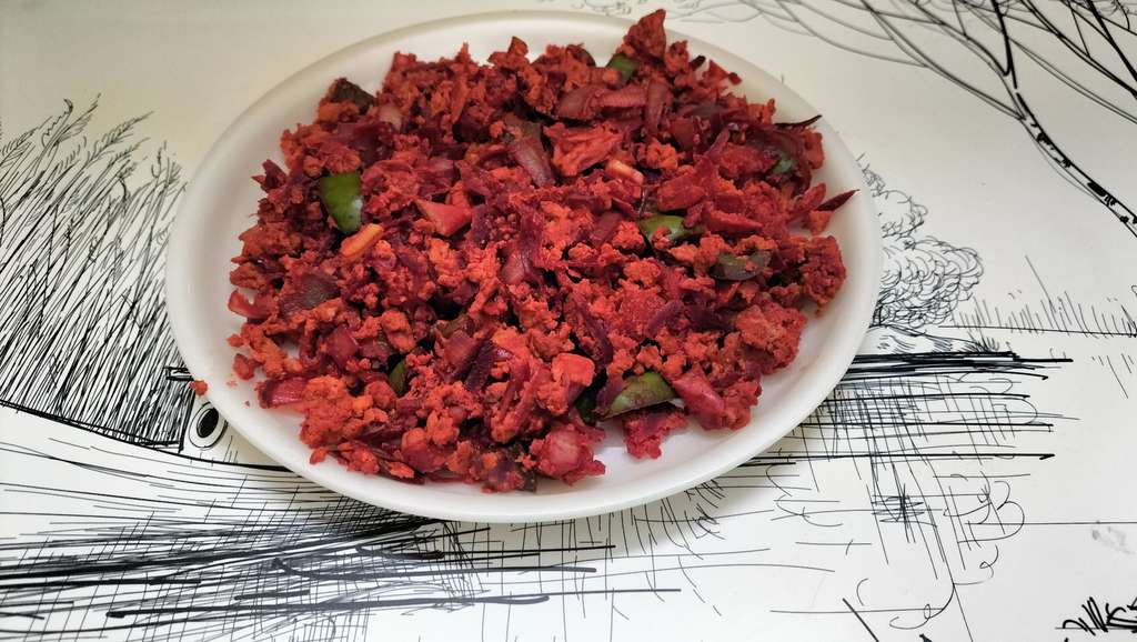 Beet root egg bhurji