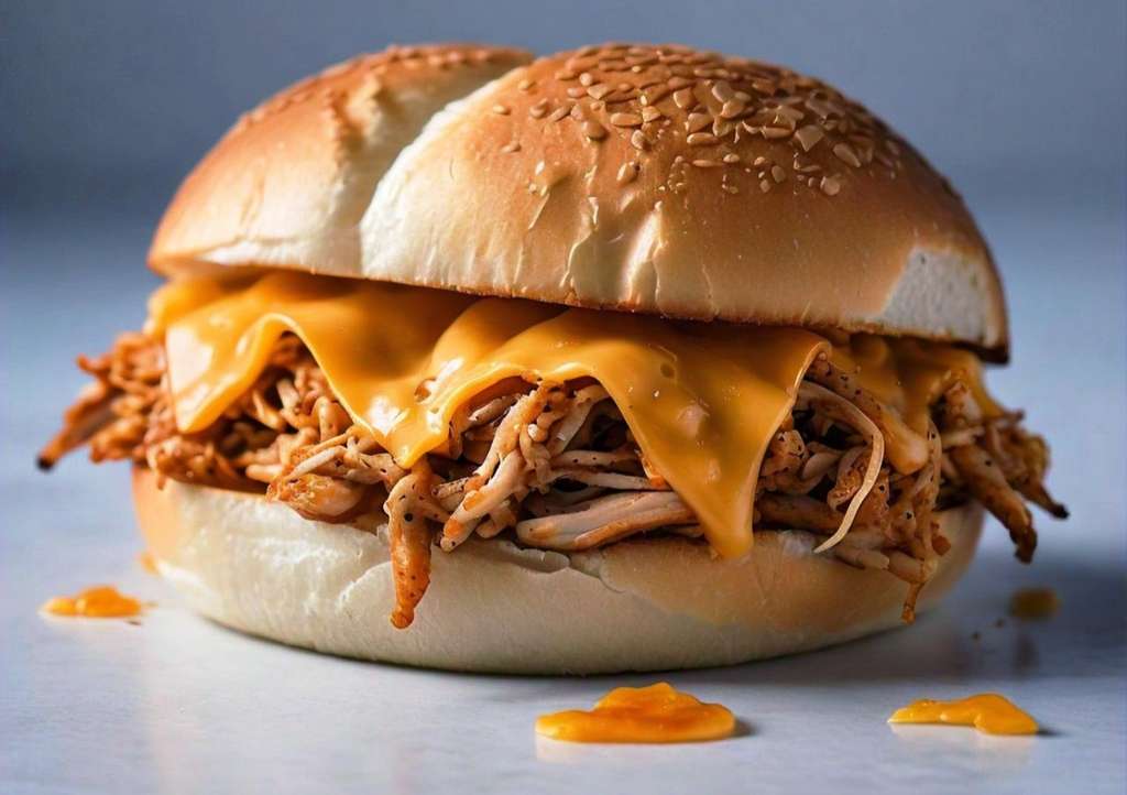 pulled chicken and cheese sandwich 