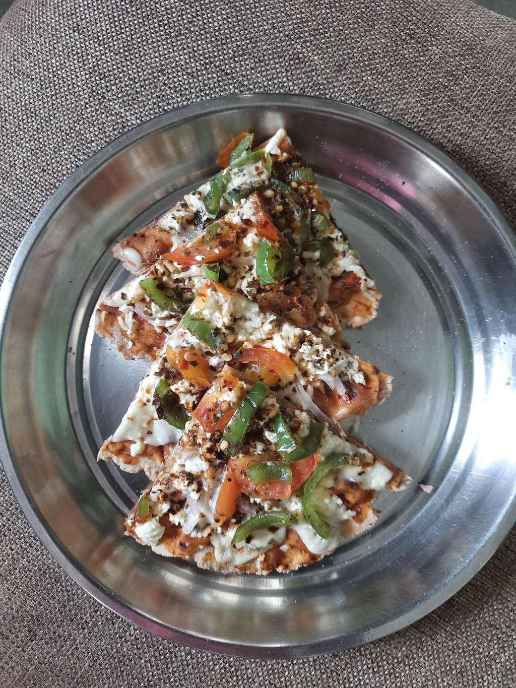 wheat/ soy roti pizza