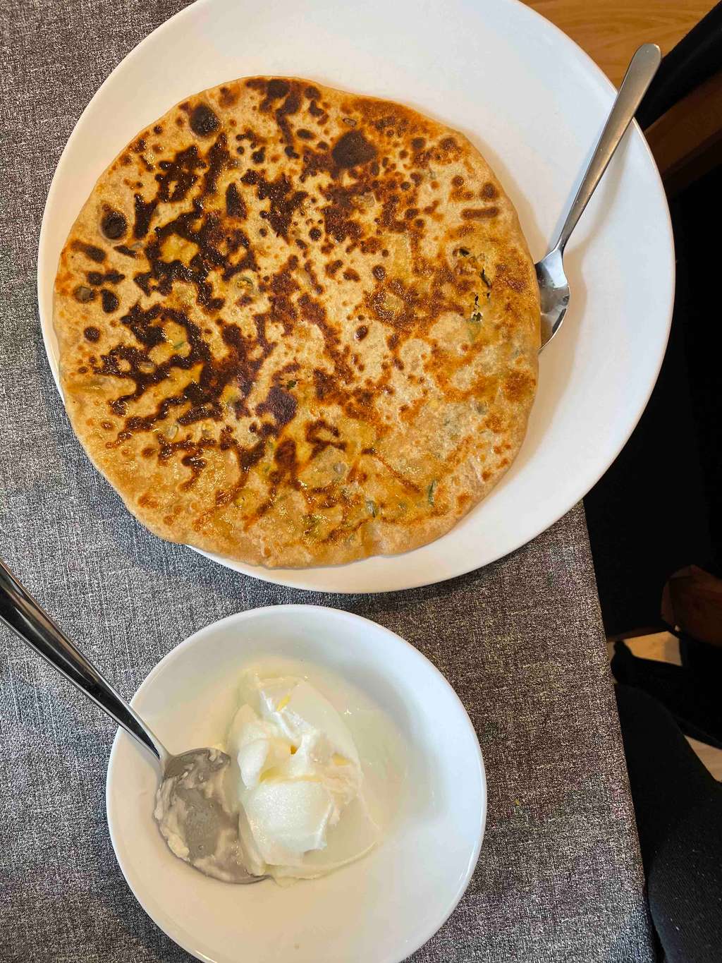 Curd with Paneer Paratha