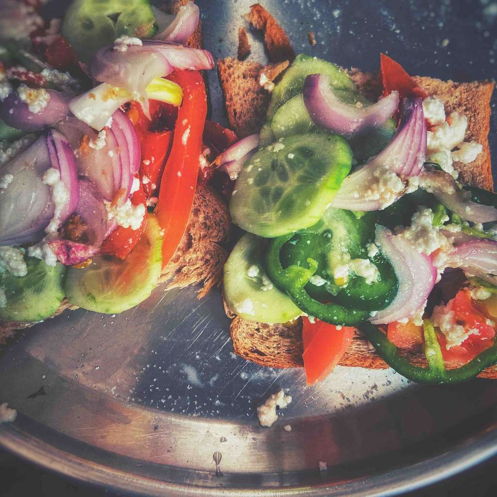 veggie sandwich with paneer spread!!