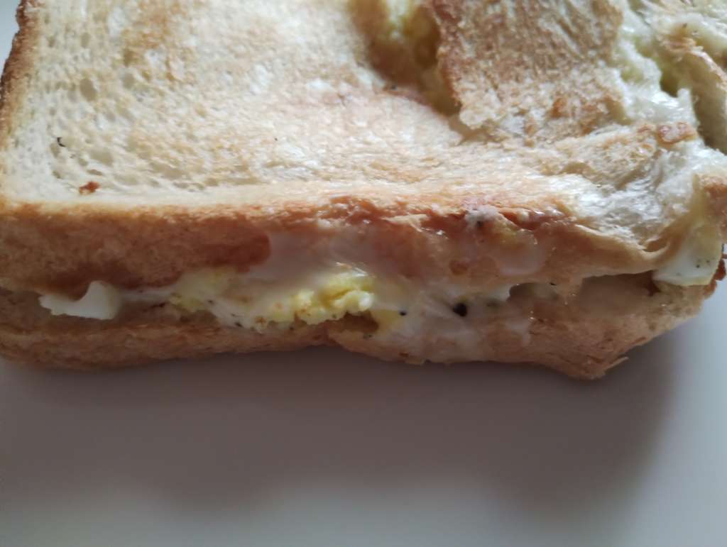 Boiled egg and cheese sandwich.