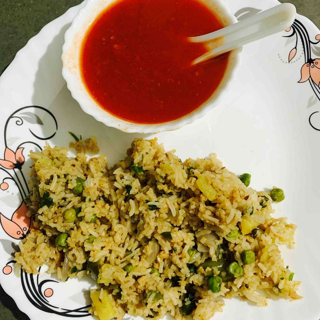 soya pulao and tomato soup