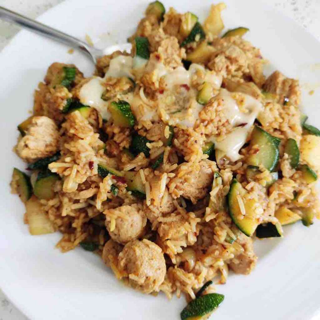 Cheesy Soy-Veggie Pulao