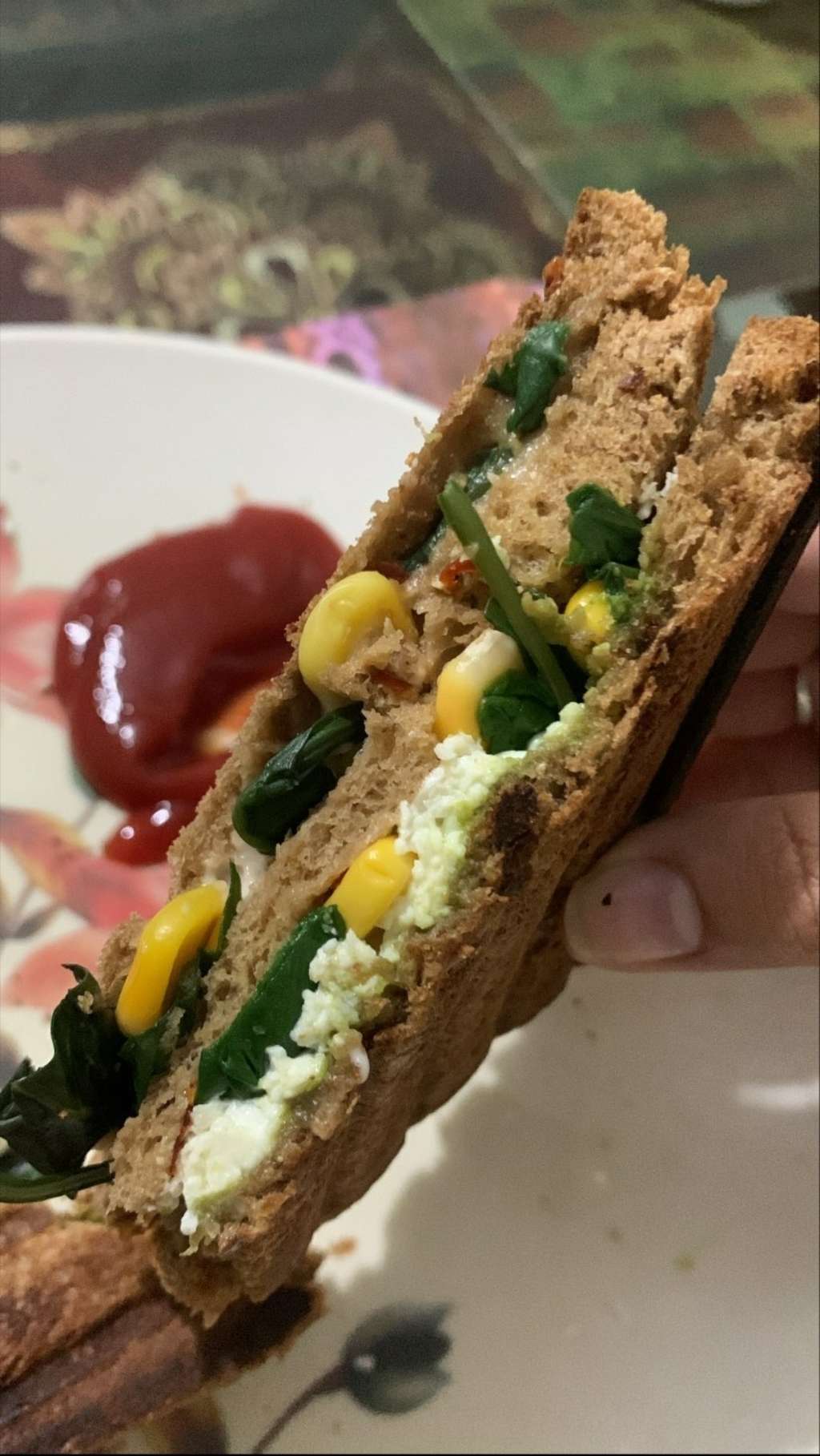 Spinach corn sandwich 