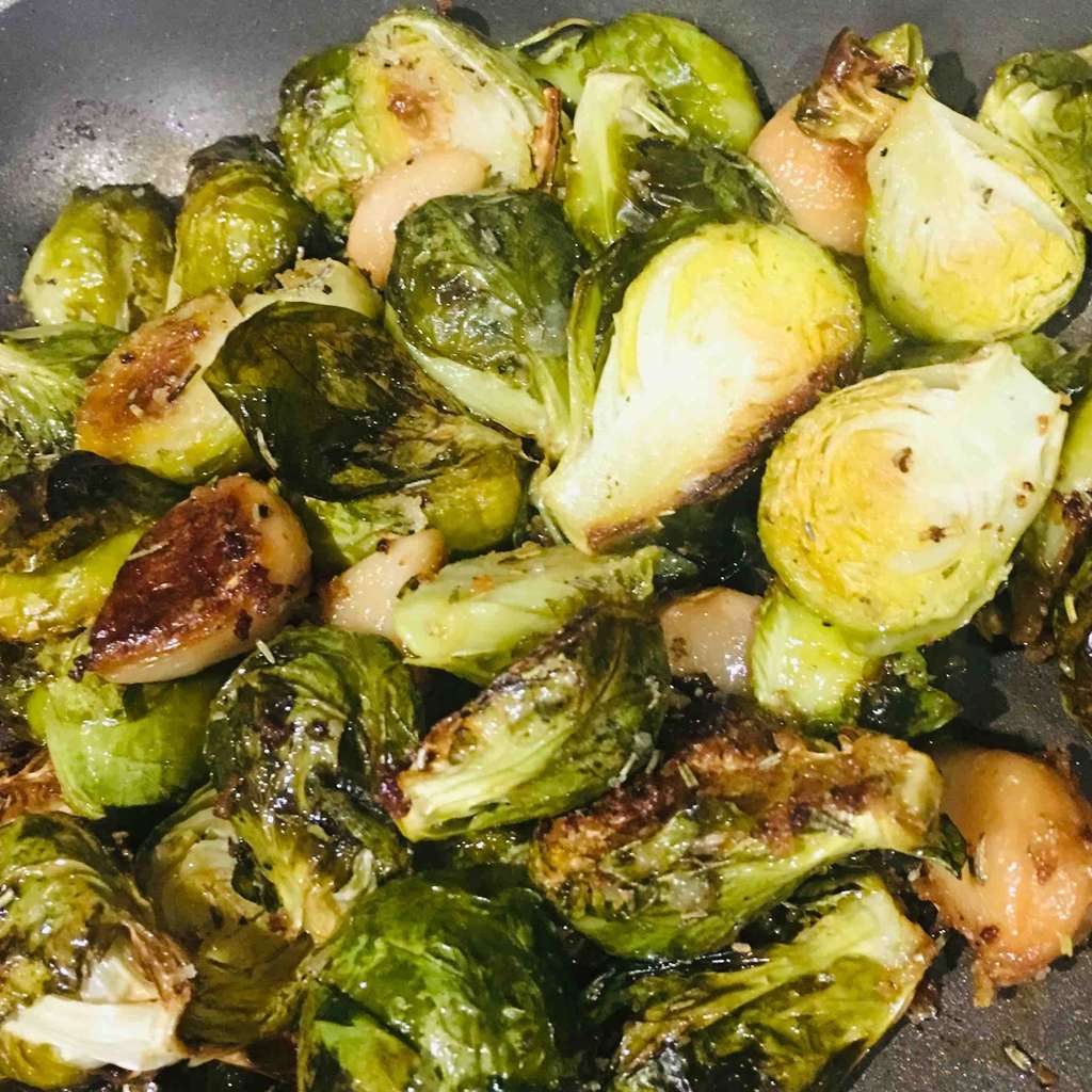 Oven Roasted Garlic Brussel Sprouts - Serves 4