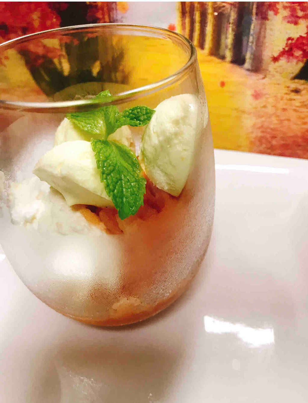 Chamomile melon granita & sorbet with lemon yogurt mousse.